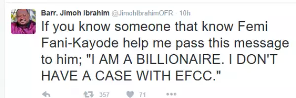 If you know someone that knows FFK, help me pass this message- Jimoh Ibrahim